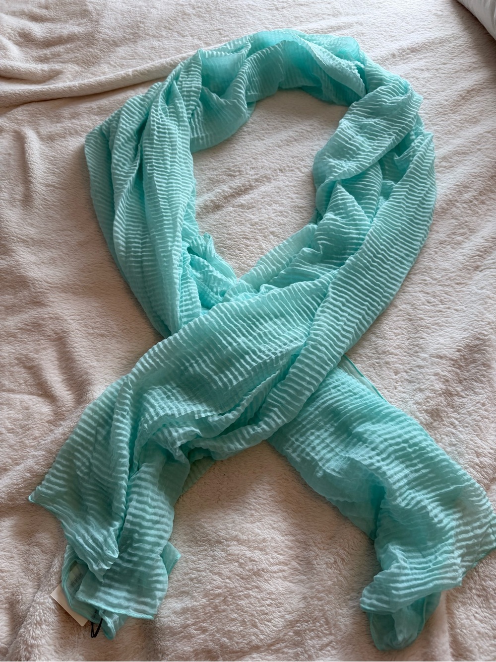 Indigo Light Aqua Crinkle Textured Scarf